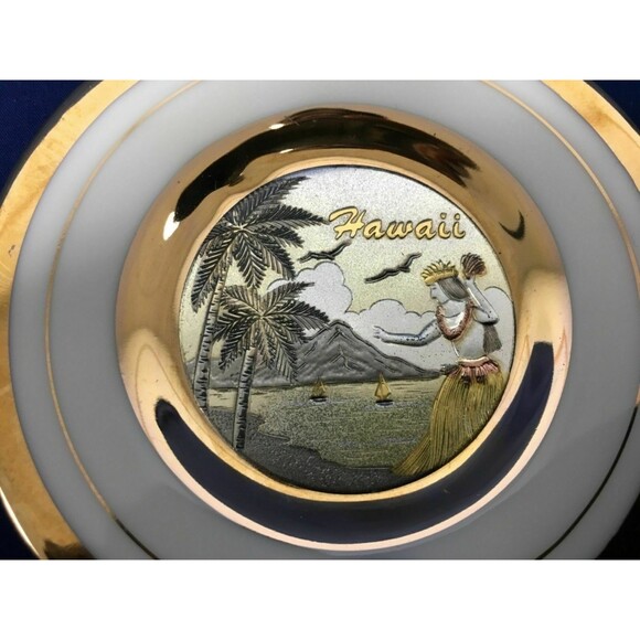 The Art of Chokin 24Kt Gold Edged Engraved Hawaii Plate Gilded Collector Japan - Picture 9 of 10